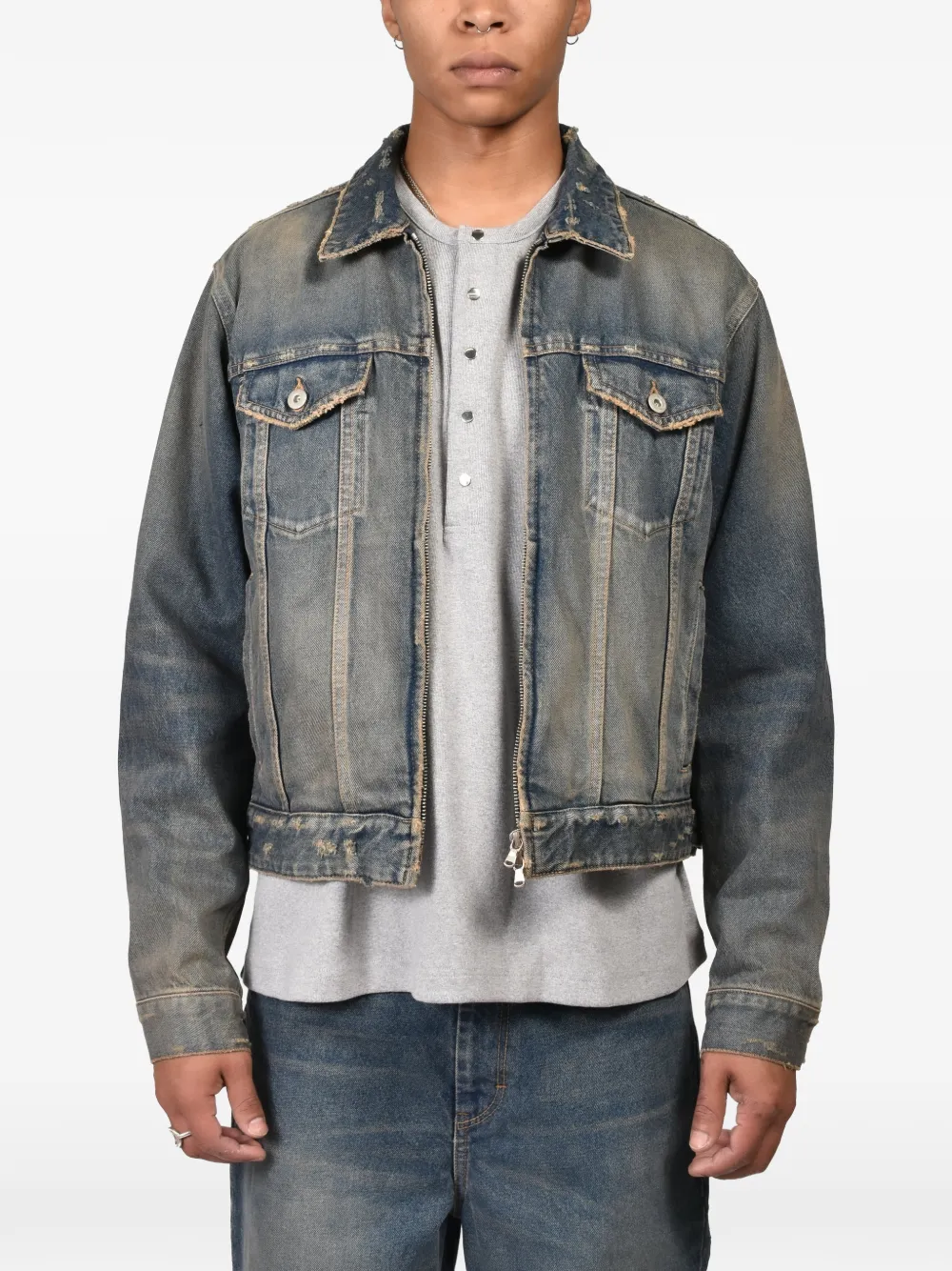 CEDARWOOD Boxy denim jack met rits Blauw