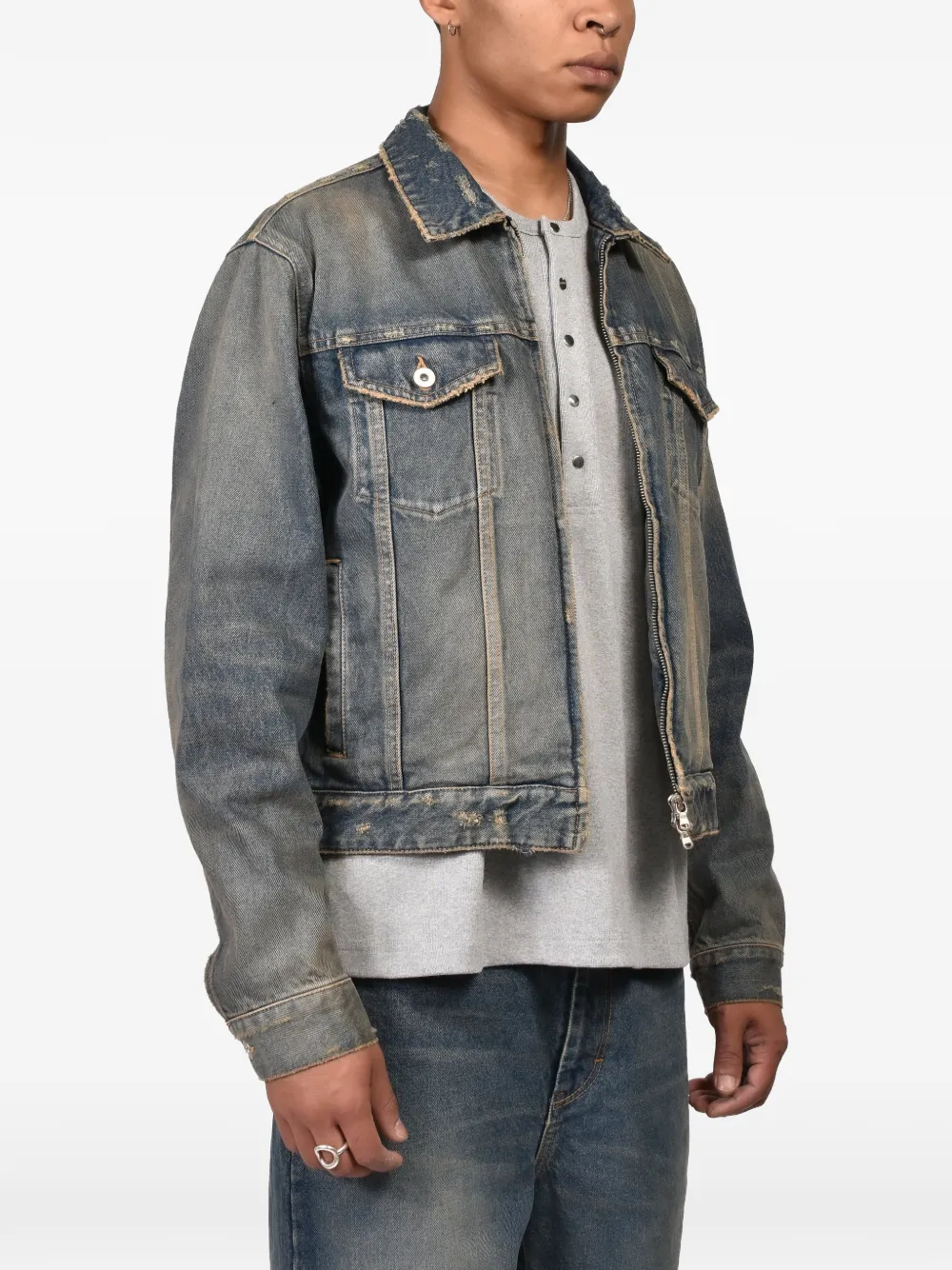 CEDARWOOD Boxy denim jack met rits Blauw