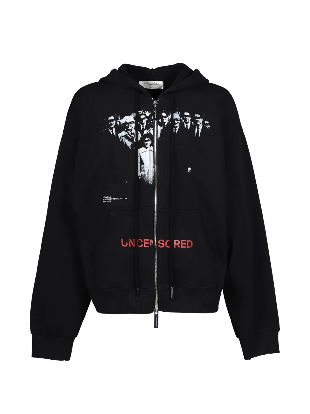 Matières Fécales Family graphic-print zip-up hoodie - Black