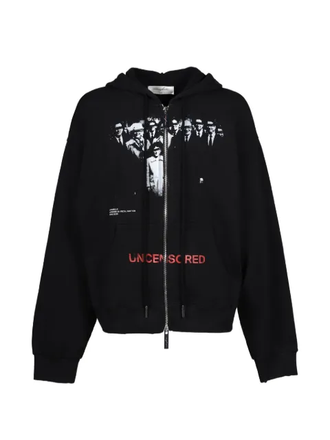 Matières Fécales Family graphic-print zip-up hoodie