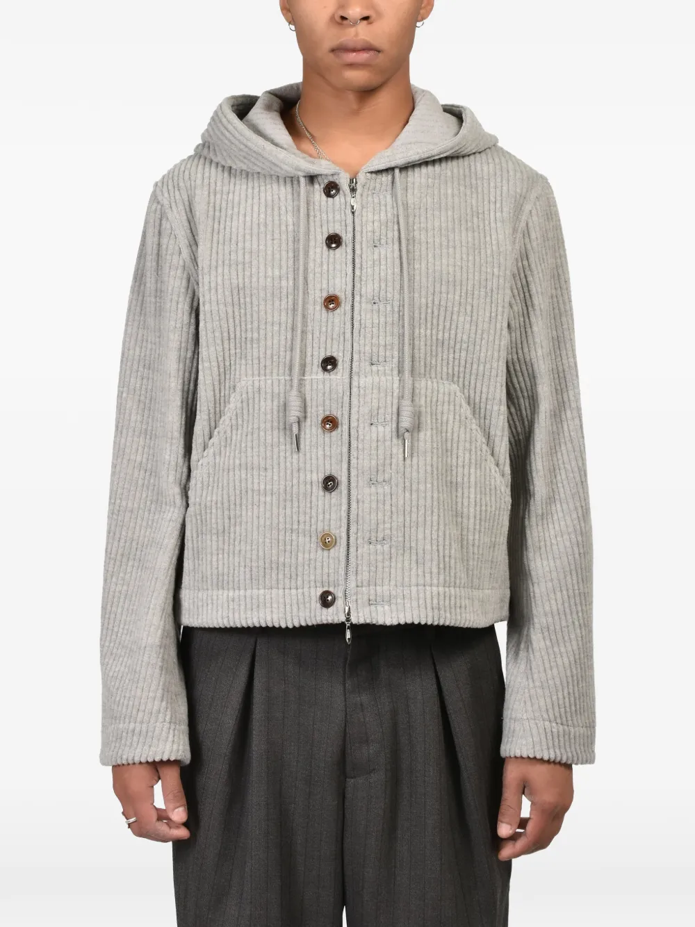 MASU corduroy hooded jacket Grijs