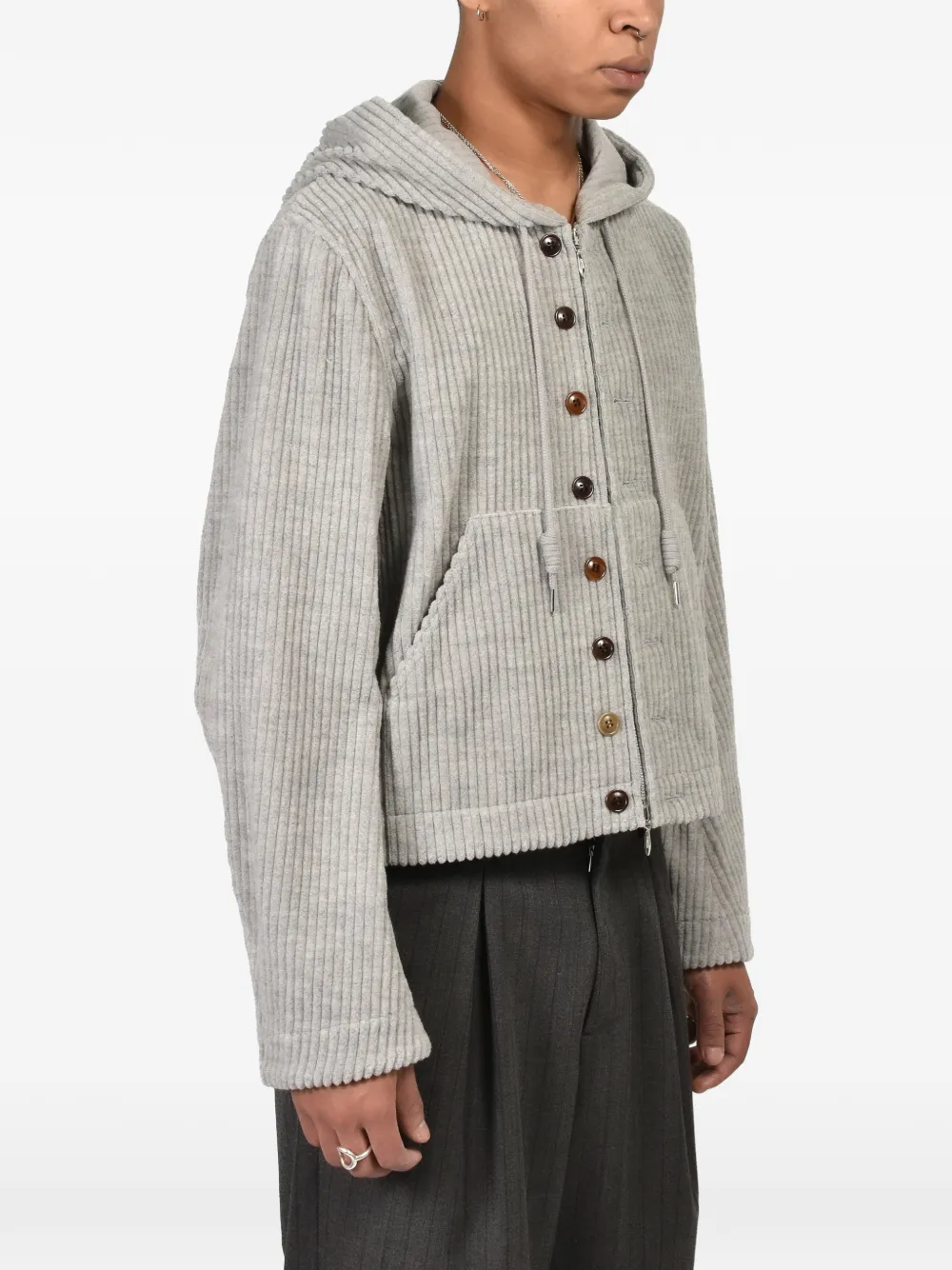 MASU corduroy hooded jacket Grijs