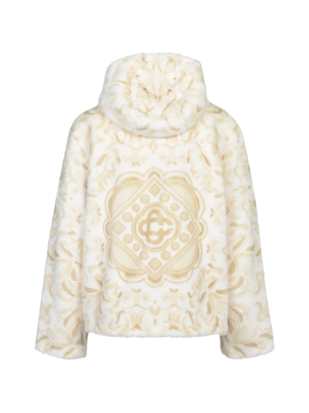 Casablanca graphic-print faux-fur hooded jacket Wit