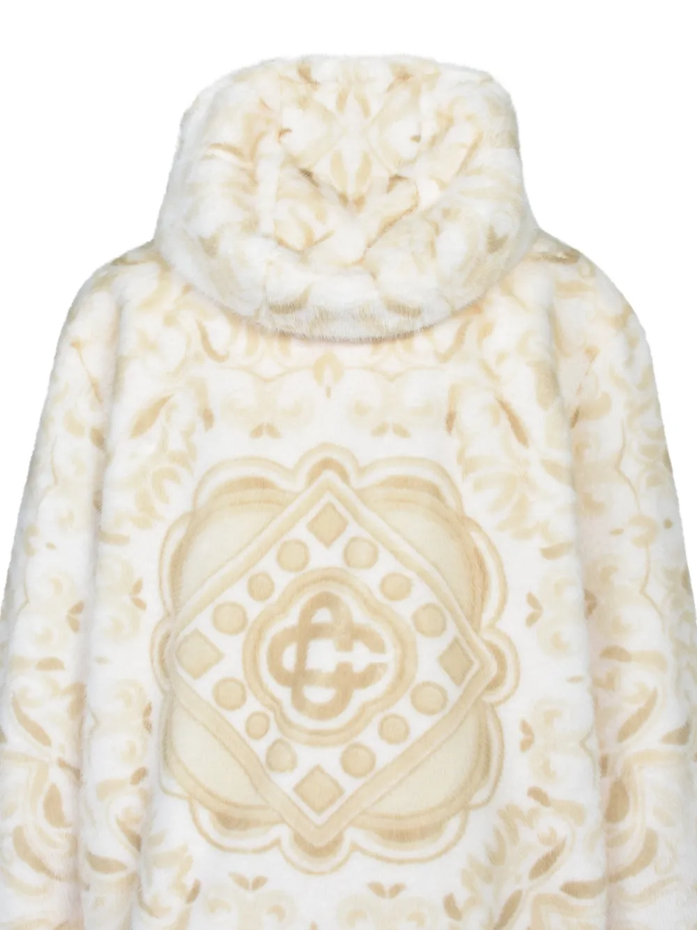Casablanca graphic-print faux-fur hooded jacket Wit