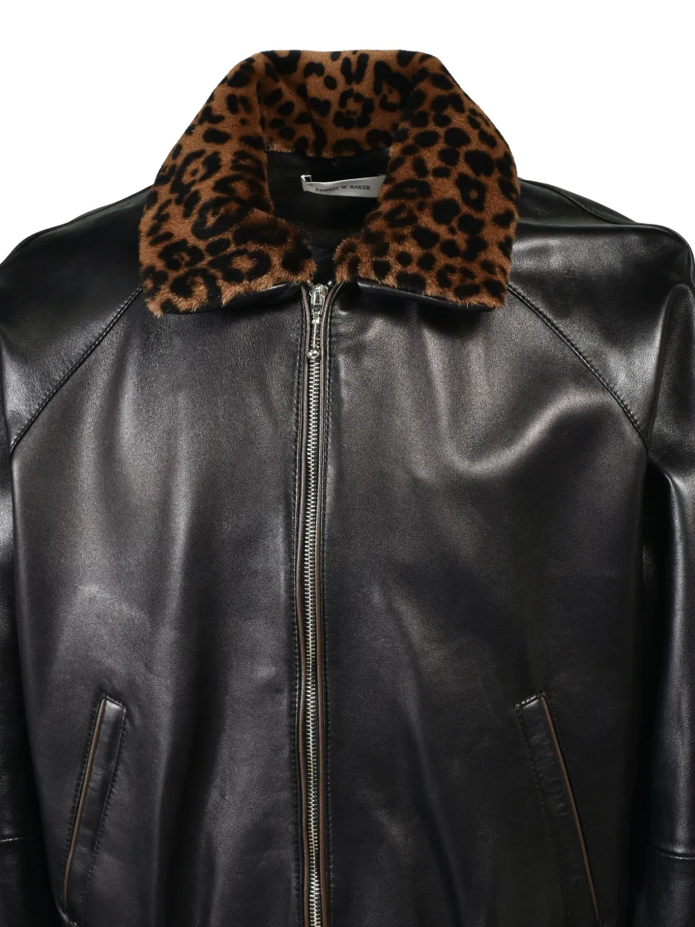 Ernest W. Baker Leren shirtjack Zwart