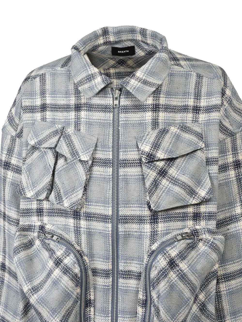BREATH BDU geruit shirtjack met meerdere zakken Blauw