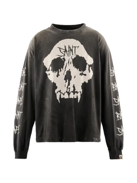 SAINT MXXXXXX x Bape skull-print long-sleeve T-shirt