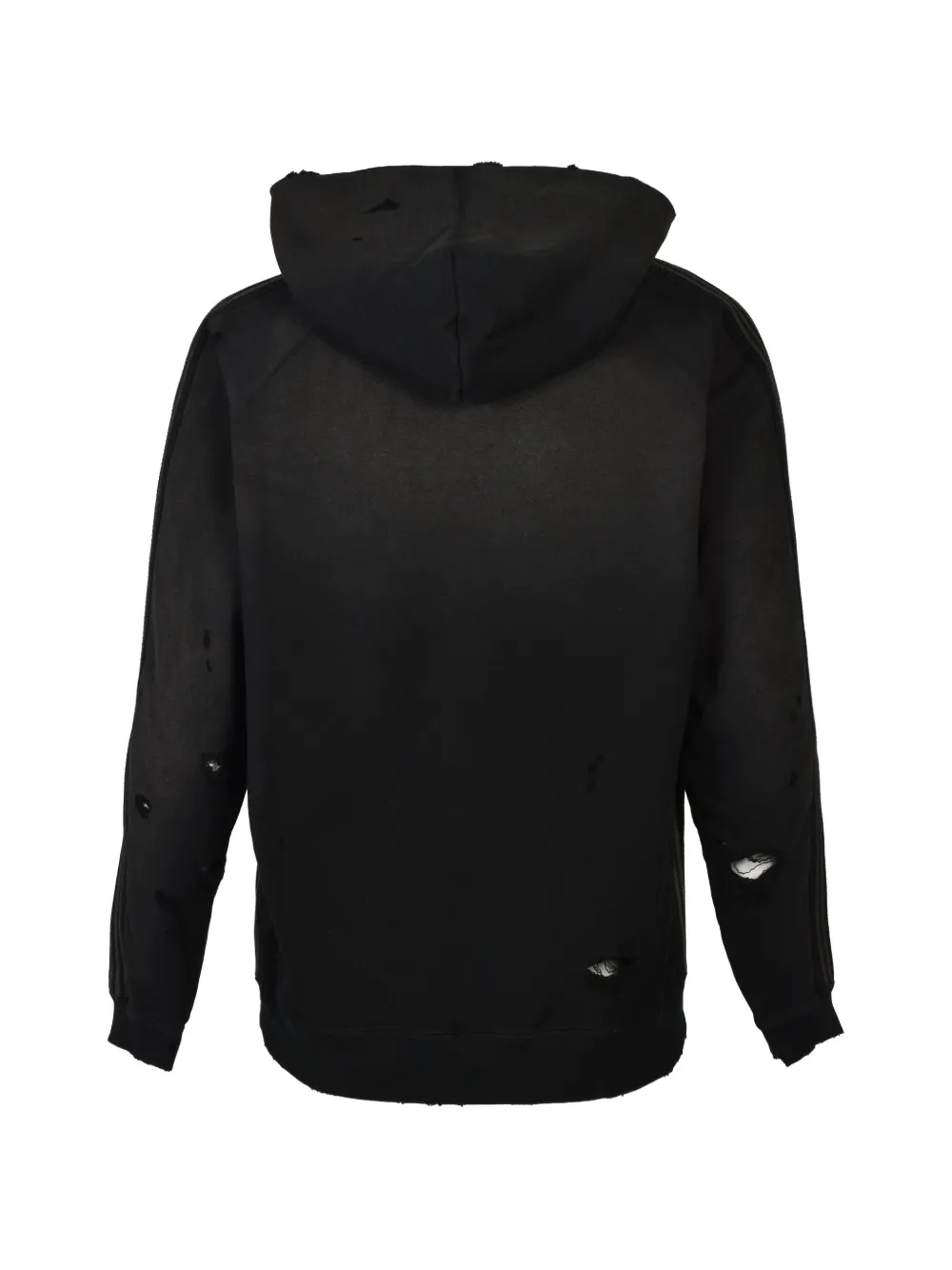 Needles distressed-effect zipped hoodie Zwart