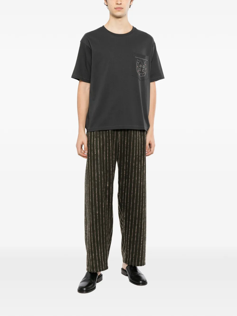 BODE embellished-pocket T-shirt Zwart