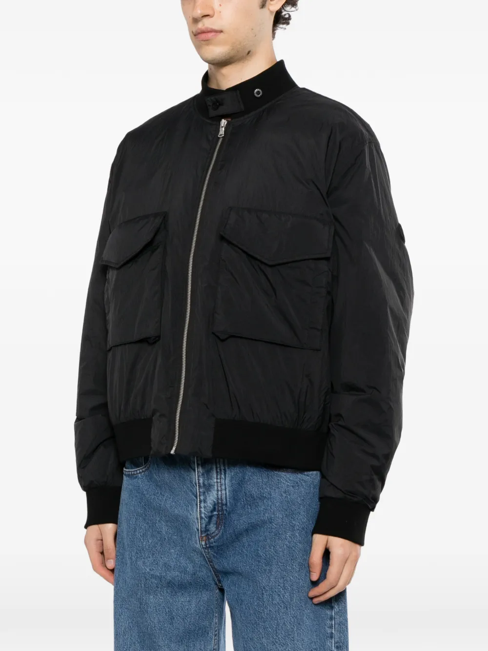 SPORT b. by agnès b. logo-patch bomber jacket Zwart
