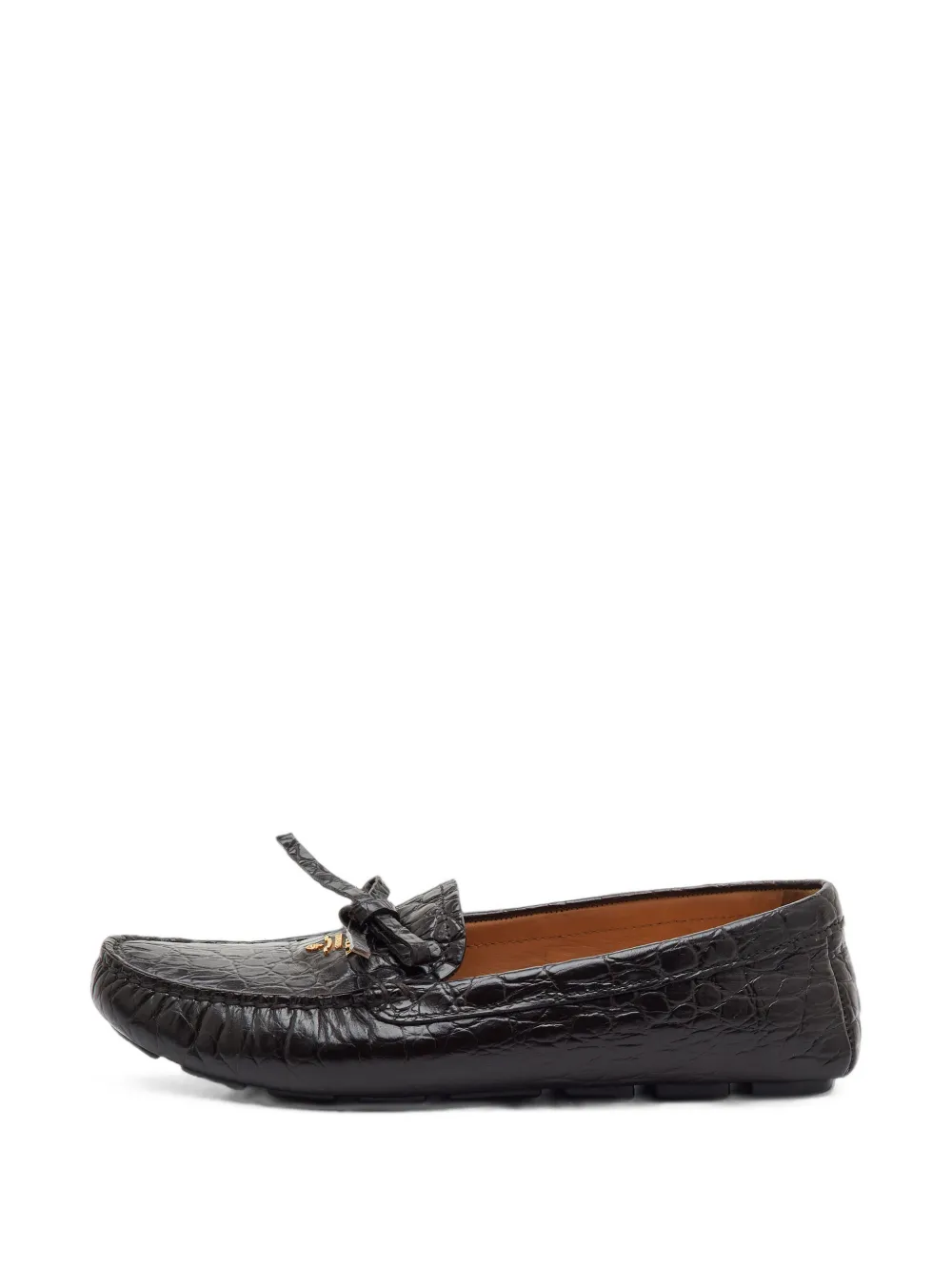 Prada Pre-Owned bow-detail leather loafers - Marron Prada Pre-Owned bow-detail leather loafers - Marron