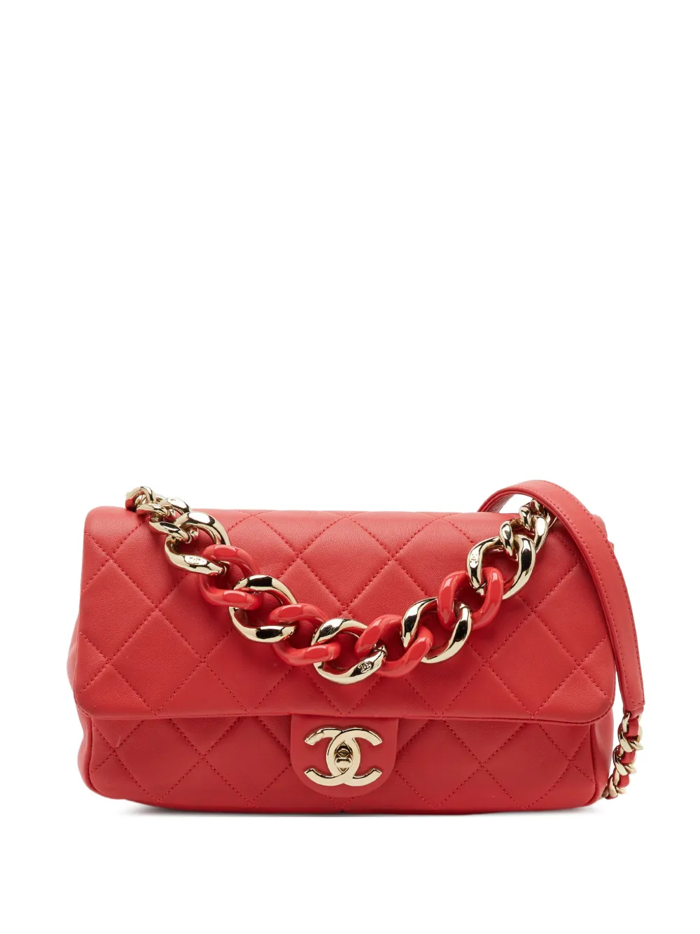 CHANEL Pre-Owned 2019 diamond-quilted CC turn-locks crossbody bag - Red