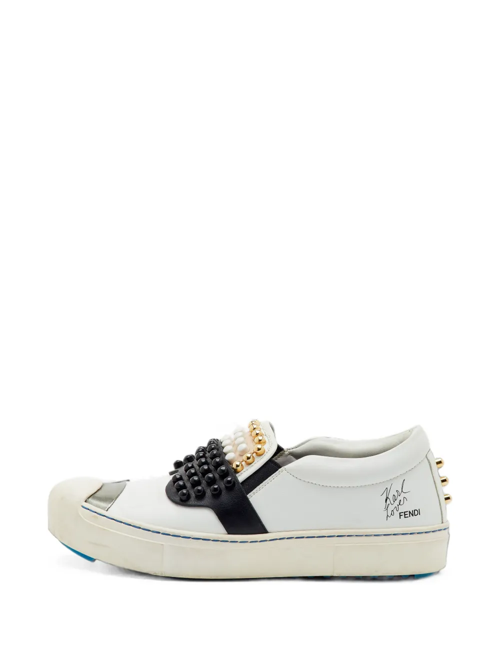 Fendi Pre-Owned baskets à enfiler Karlito ornées de clous - Blanc