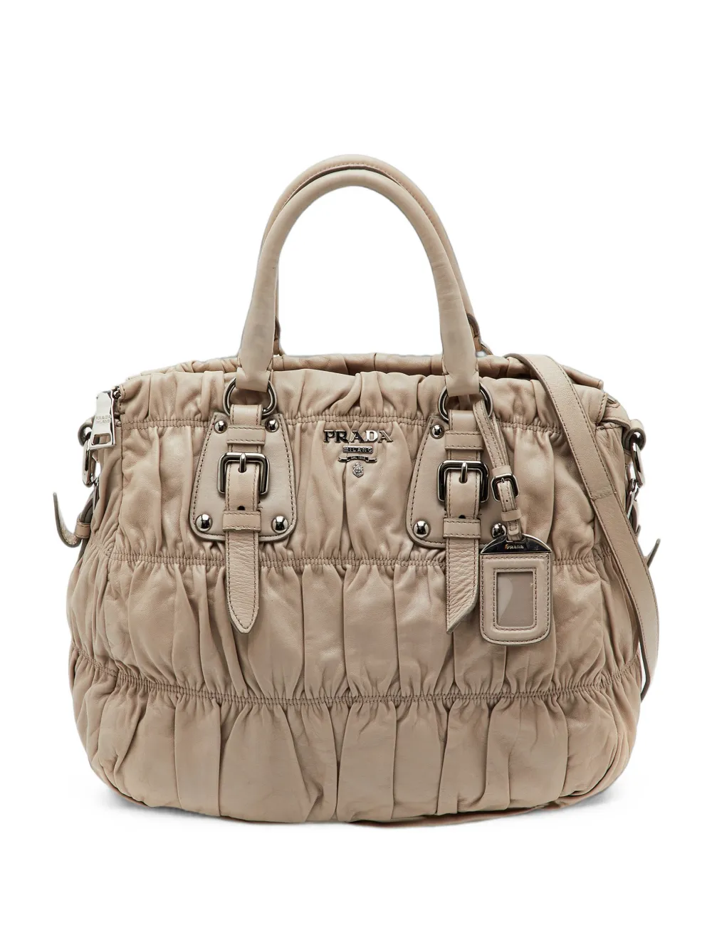 Prada Pre-Owned Gaufre leather tote bag - Tons neutres Prada Pre-Owned Gaufre leather tote bag - Tons neutres