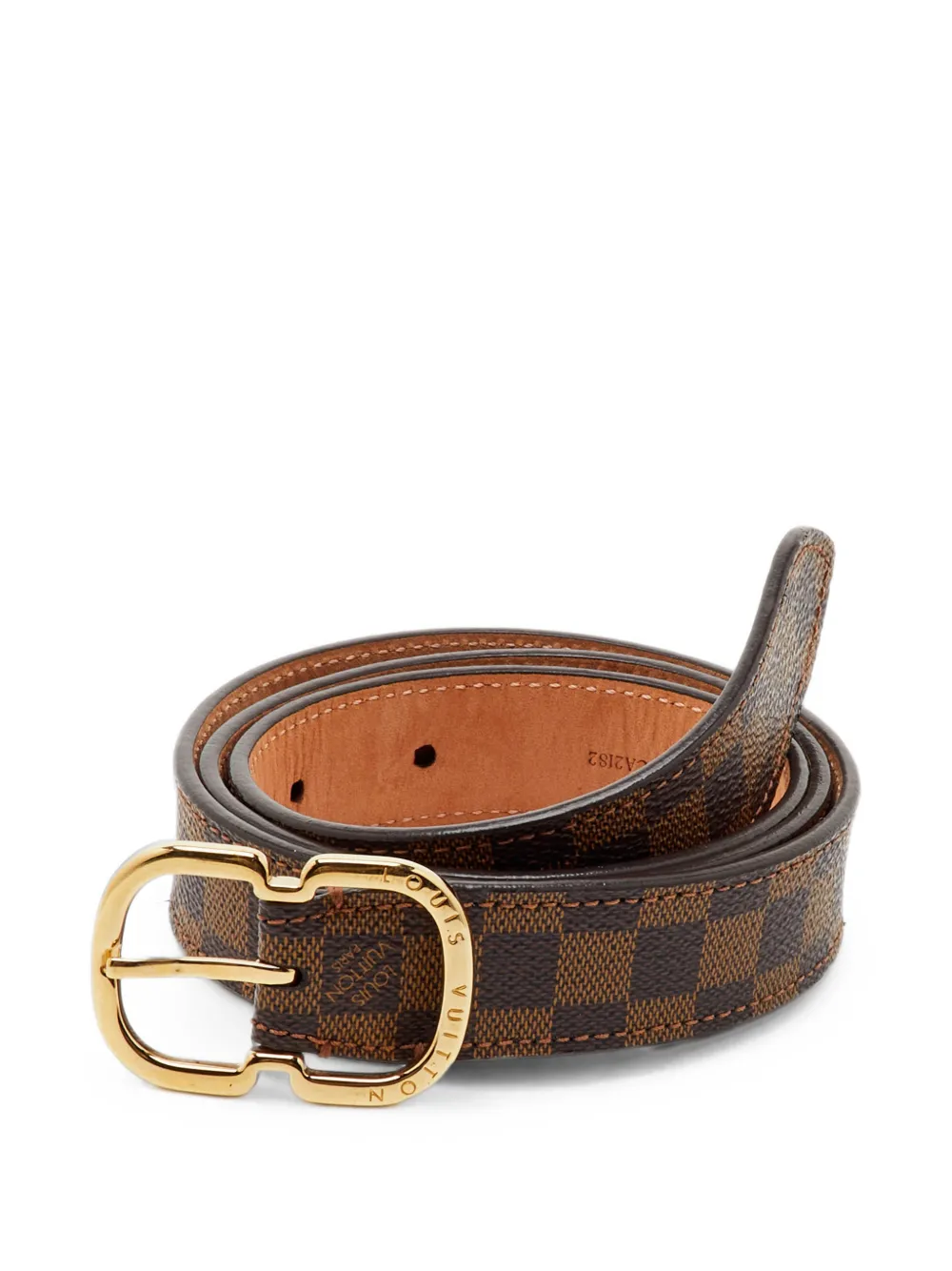 Pre-owned Louis Vuitton Santur Damier Ebene Belt In Brown