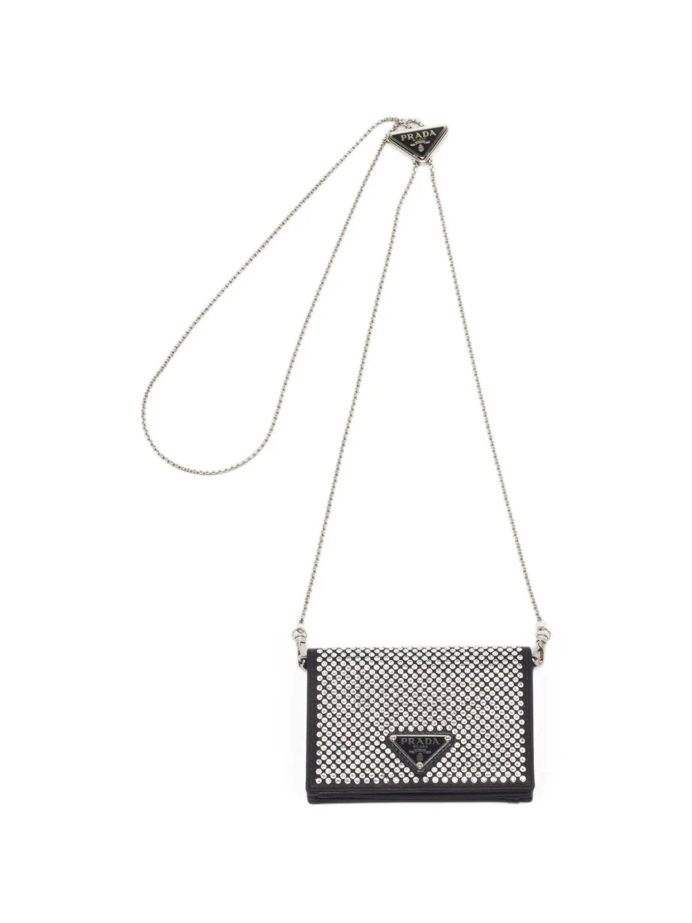 Prada Pre-Owned portefeuille à ornements en cristaux et chaîne - Noir Prada Pre-Owned portefeuille à ornements en cristaux et chaîne - Noir