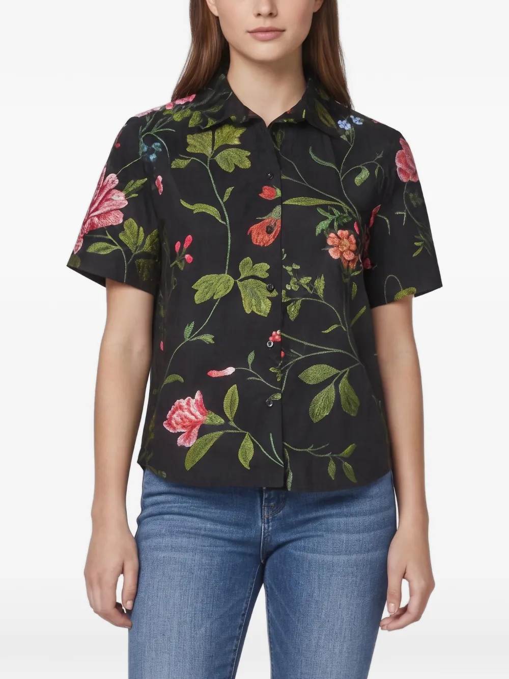 Christian Dior Pre-Owned Camicia a fiori jacquard - Nero