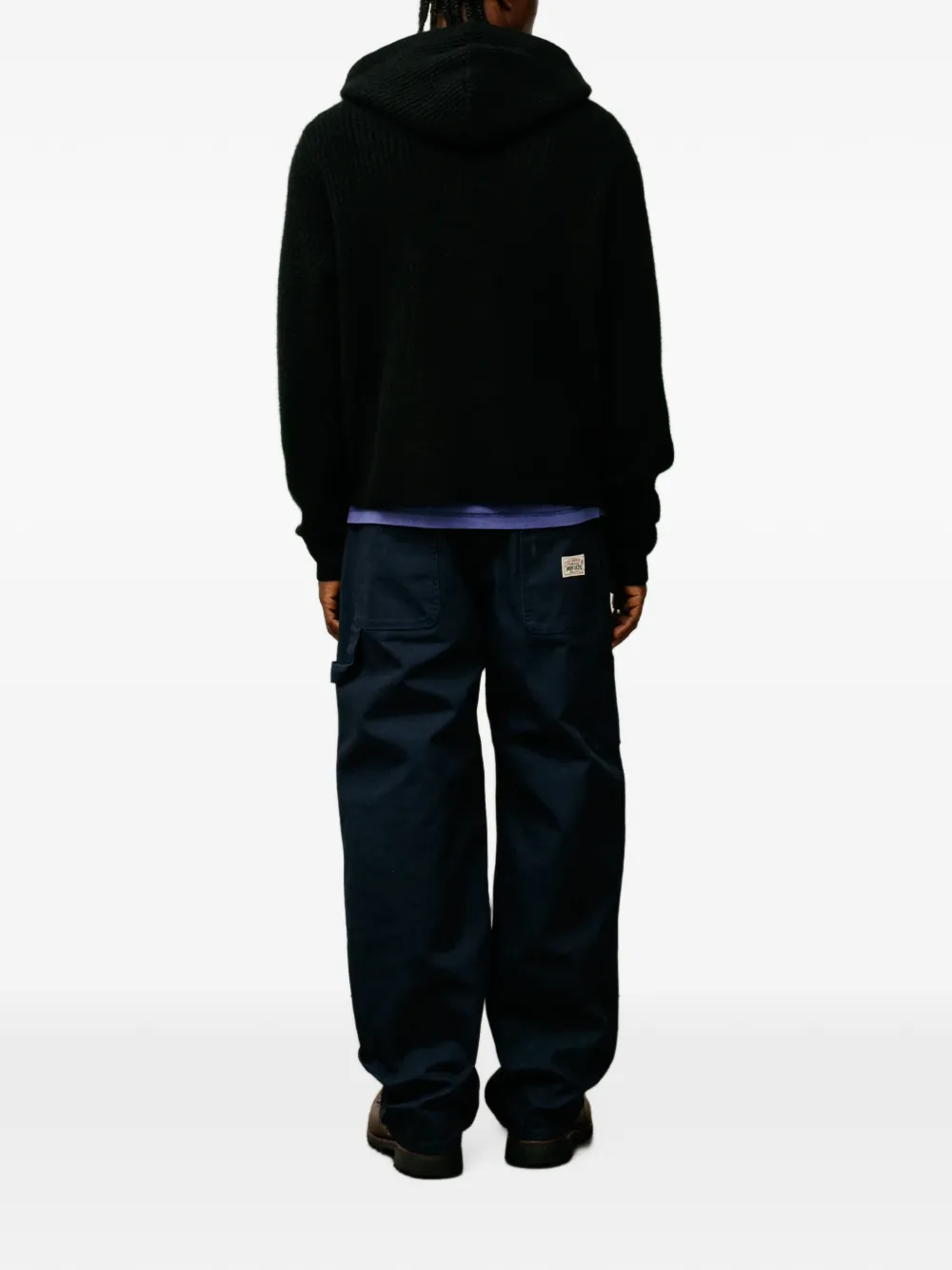 Stüssy Wafelgebreide hoodie met rits Zwart