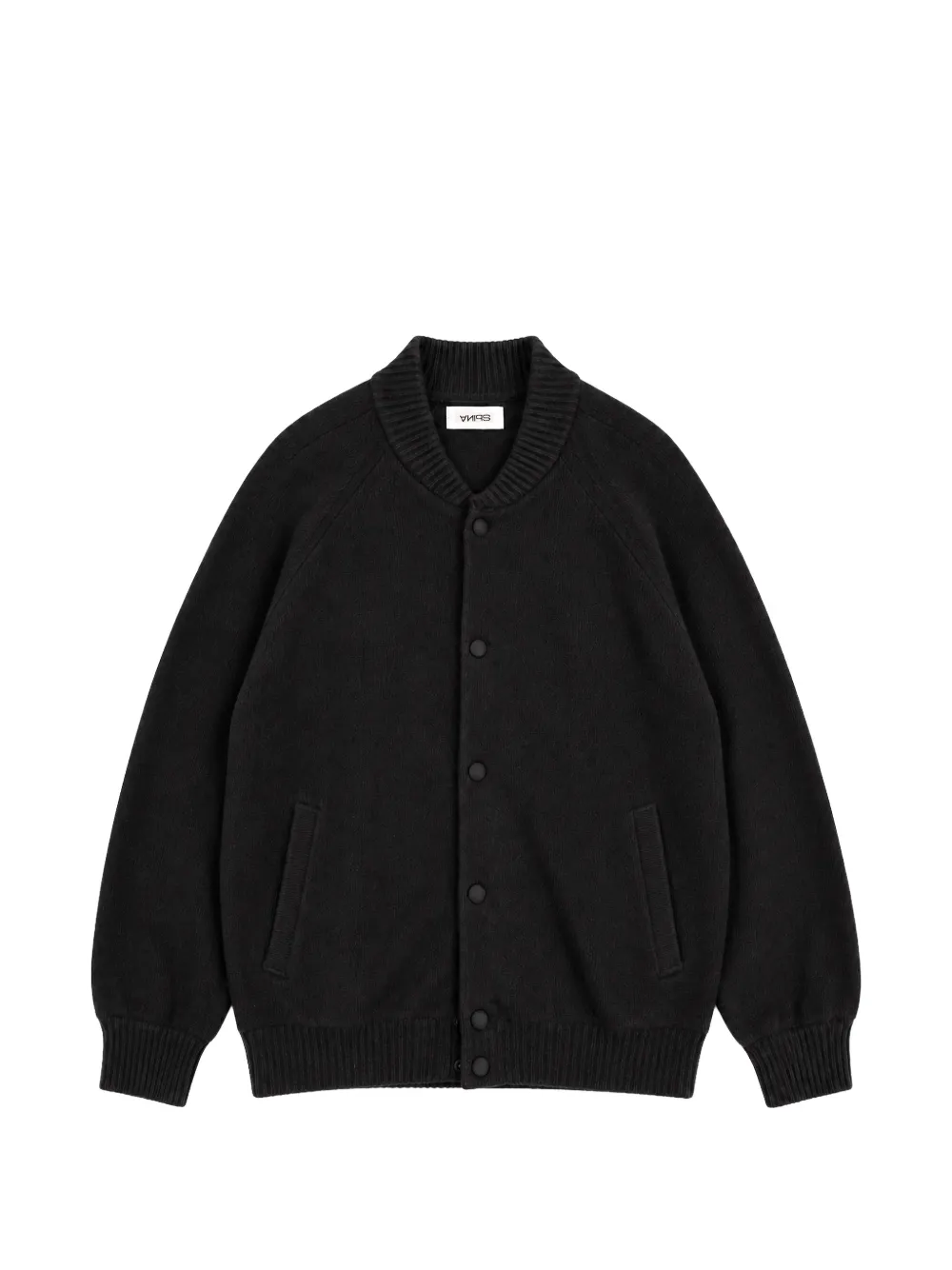 ANIPS ribbed-trim raglan-sleeve jacket - Nero