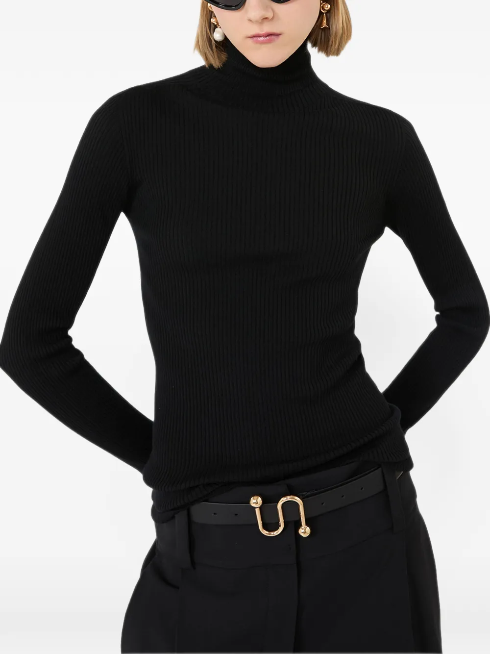 Sportmax ribbed-knit roll-neck sweater Zwart