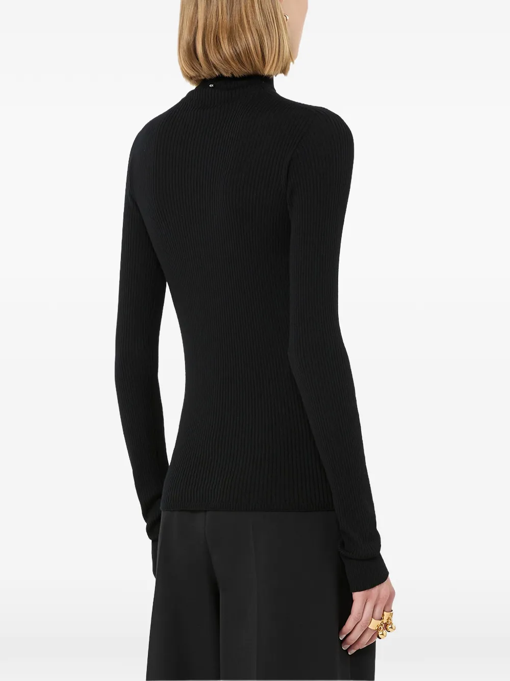 Sportmax ribbed-knit roll-neck sweater Zwart
