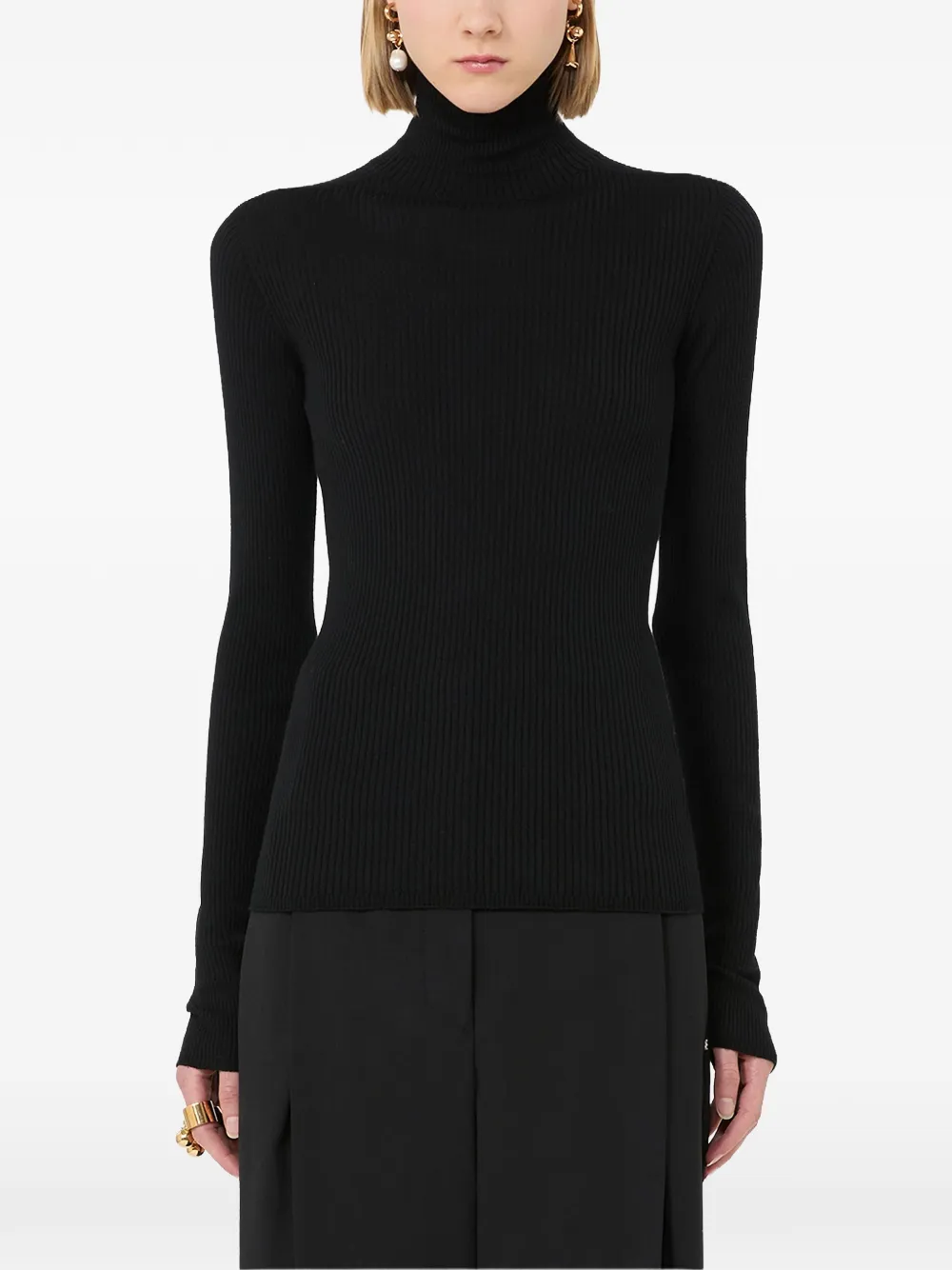 Sportmax ribbed-knit roll-neck sweater Zwart