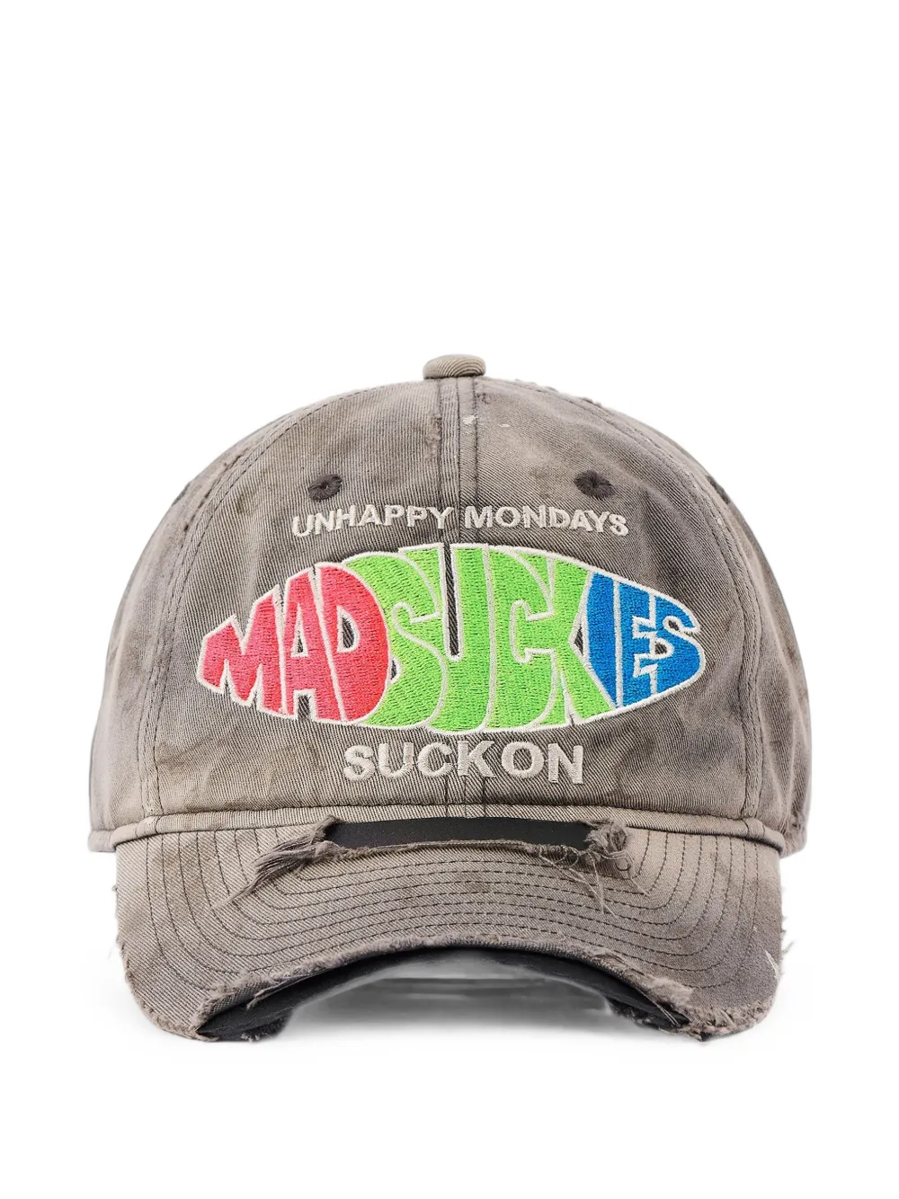 SAINT MXXXXXX x Madsaki distressed embroidered cap