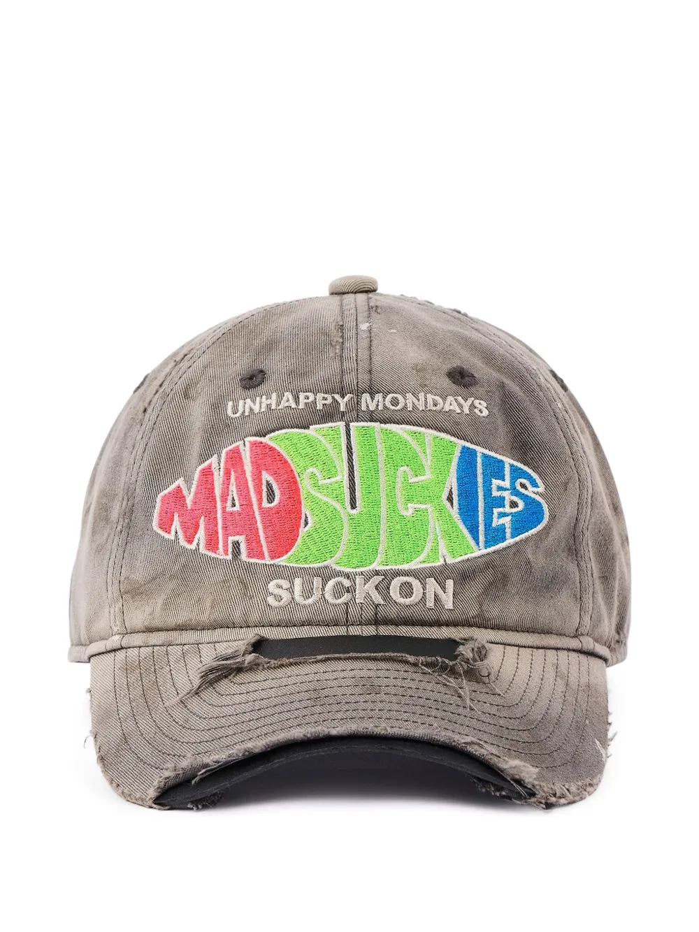 SAINT MXXXXXX x Madsaki distressed embroidered cap - Grau