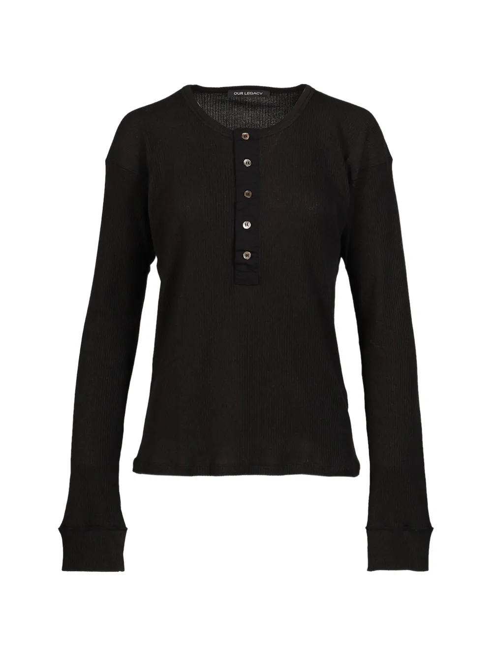 OUR LEGACY Gentle Henley T-shirt - Noir OUR LEGACY Gentle Henley T-shirt - Noir