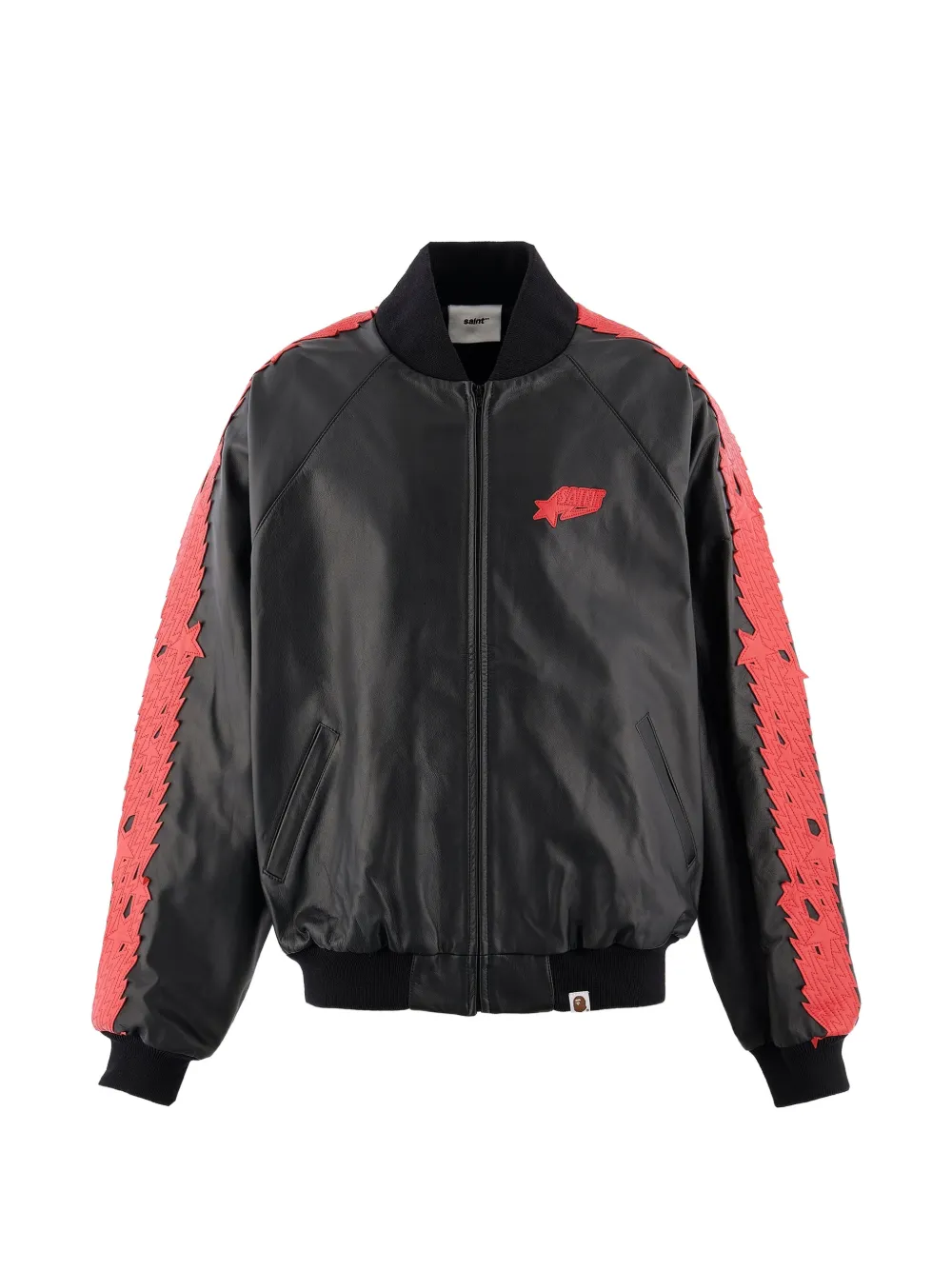 SAINT MXXXXXX x BAPE logo-patch track jacket - Nero