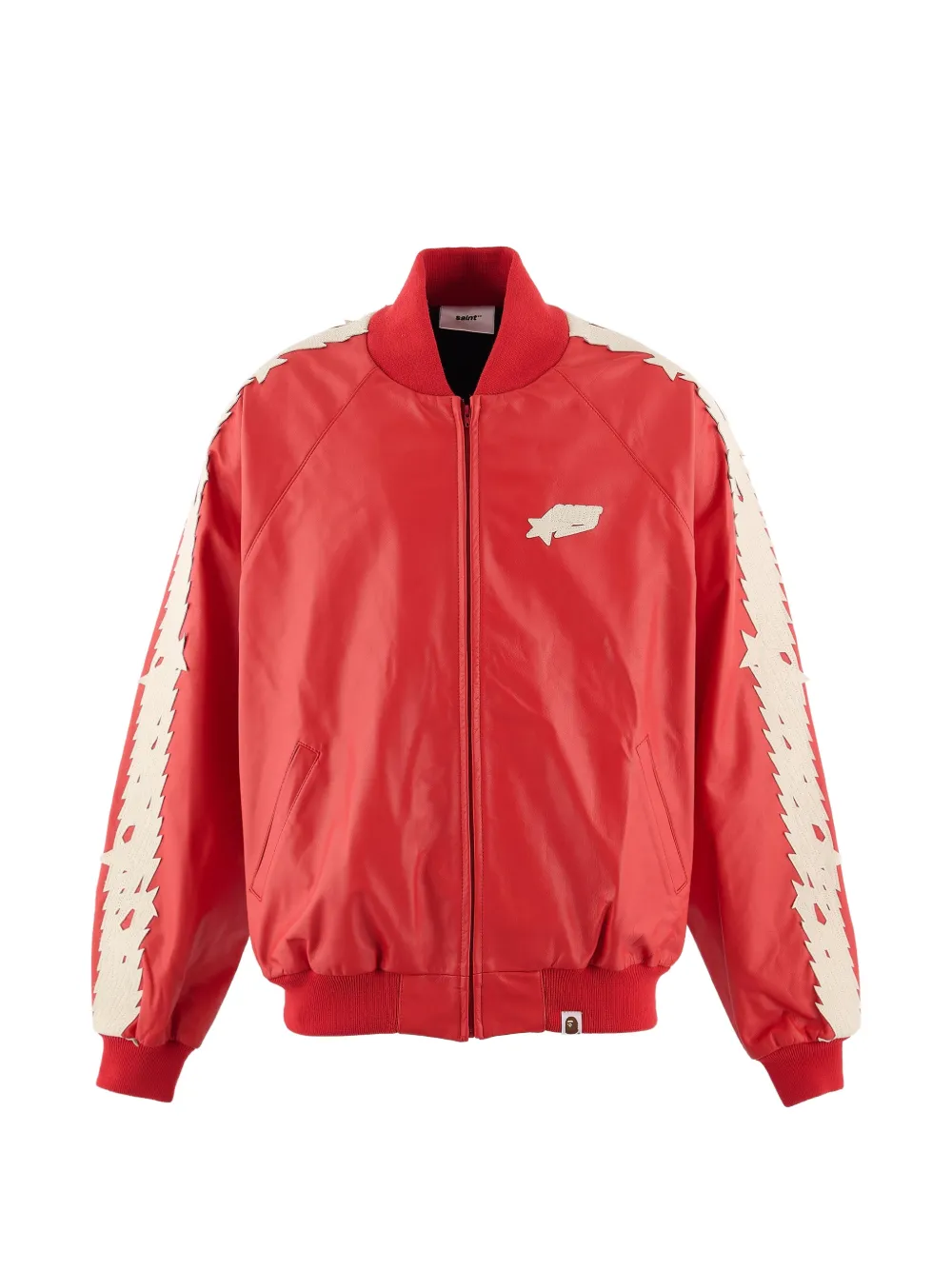 SAINT MXXXXXX x BAPE logo-patch bomber jacket - Rosso