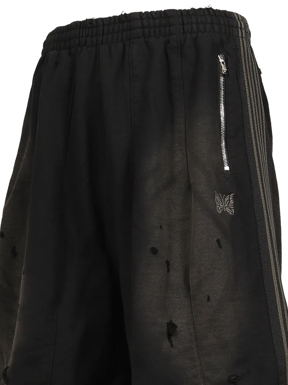Needles H.D. damaged-effect track shorts Zwart