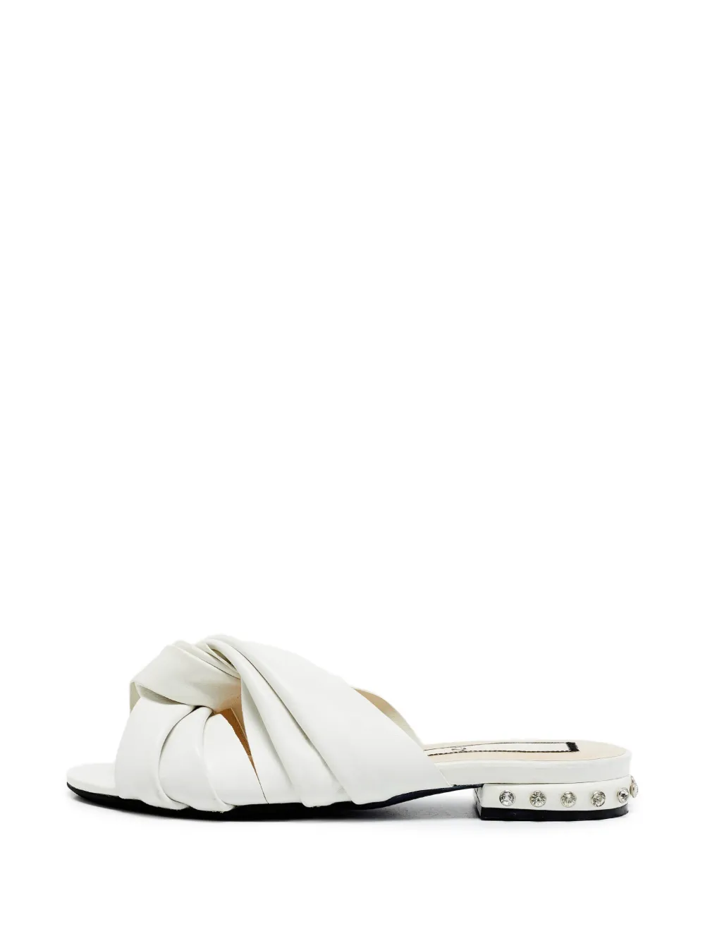 Nº21 Knot leather slides - White