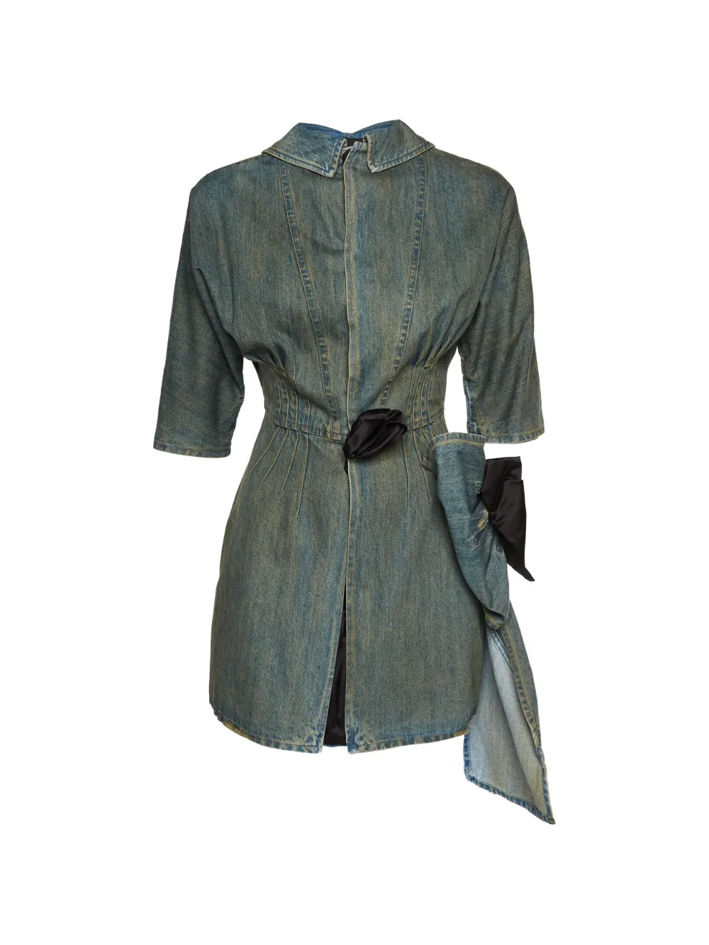 Miu Miu Pre-Owned bow-trim denim mini dress - Bleu