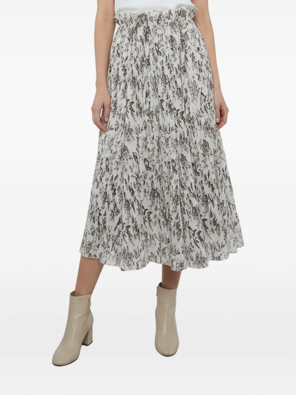 ZIMMERMANN floral-print plissé midi skirt - Bianco