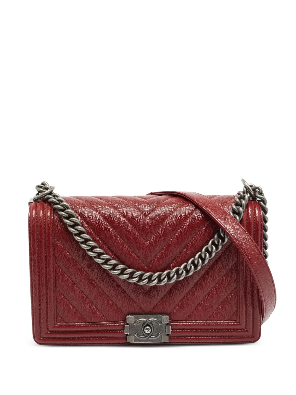 CHANEL Pre-Owned 2017-2018 medium Boy chevron shoulder bag - Rot