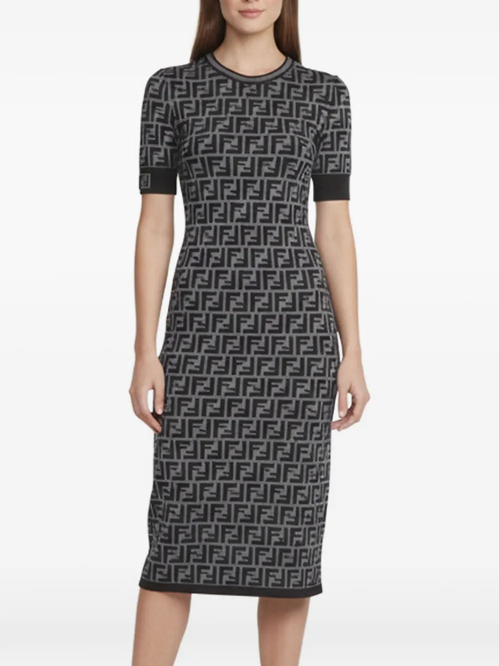 Fendi Pre-Owned Zucca-monogram mini dress - Grigio