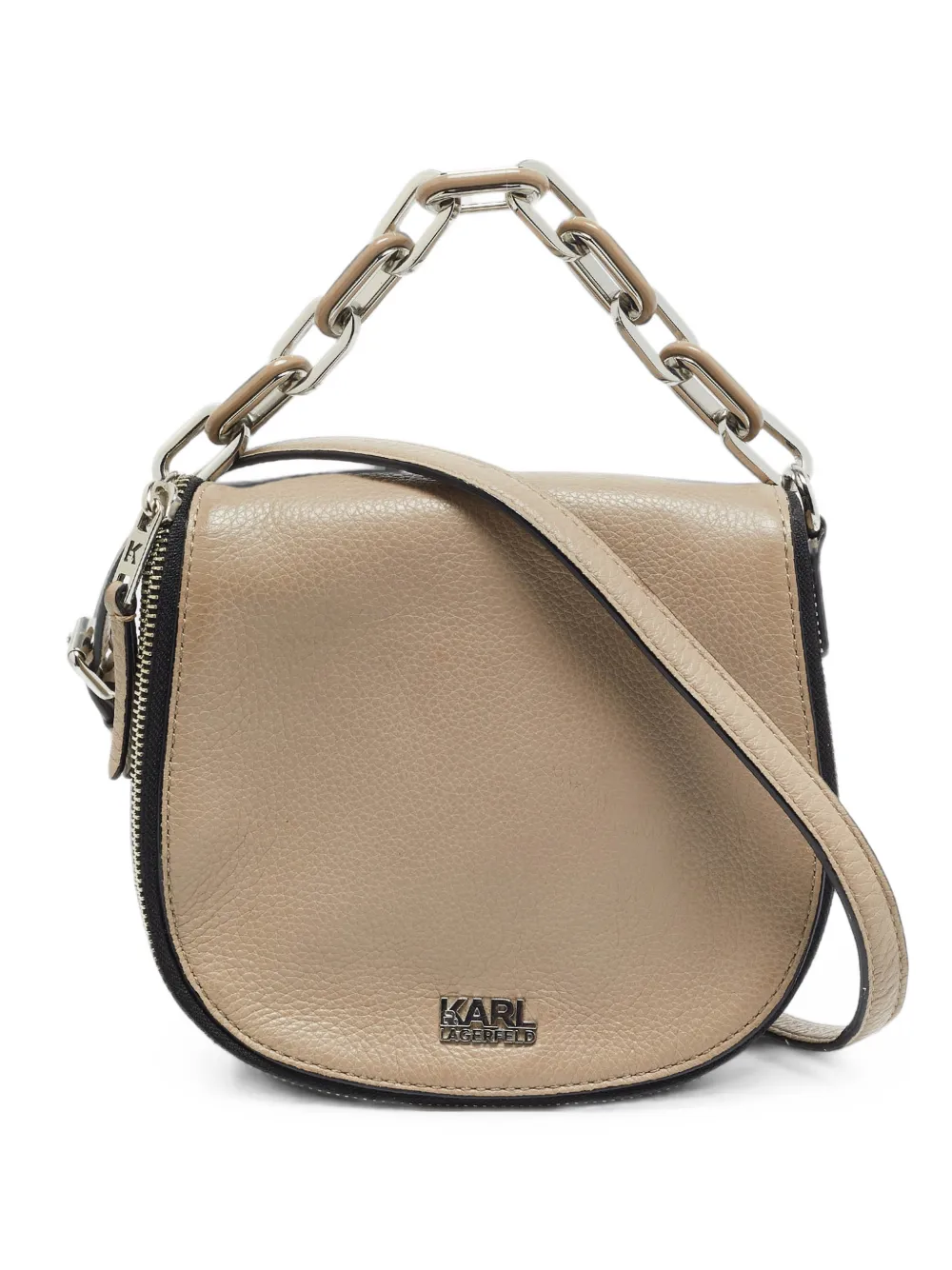 Karl Lagerfeld Vintage grained-leather zip-around mini crossbody bag - Toni neutri