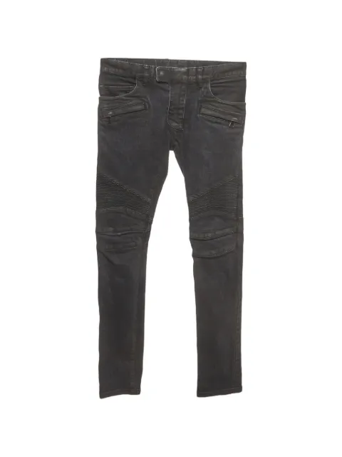 Balmain Pre-Owned ribbed biker jeans