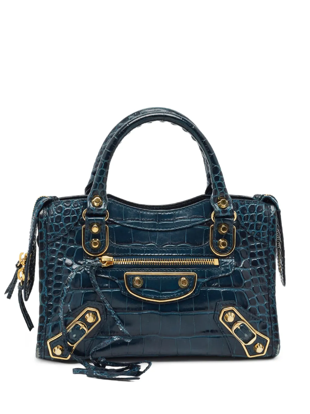 Balenciaga Pre-Owned Mini Edge City Tote Bag im Metallic-Look - Blau