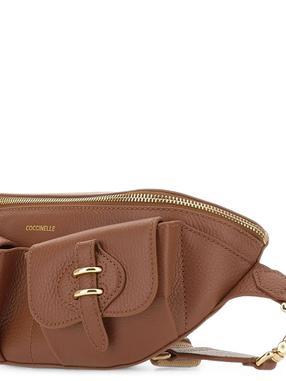 Coccinelle Mavery Pocket Small leather belt bag Bruin
