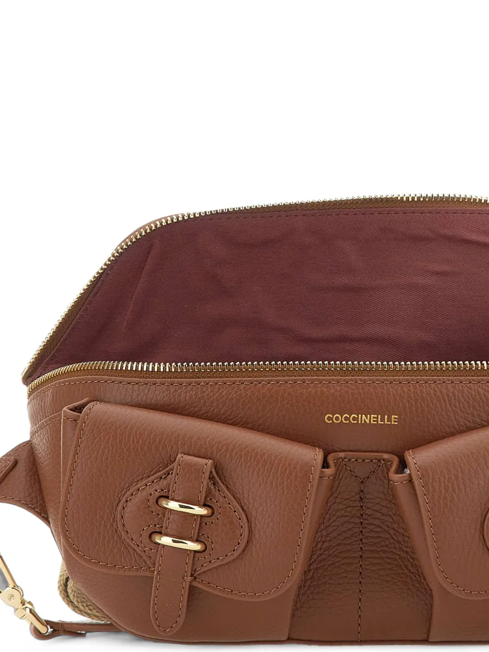 Coccinelle Mavery Pocket Small leather belt bag Bruin