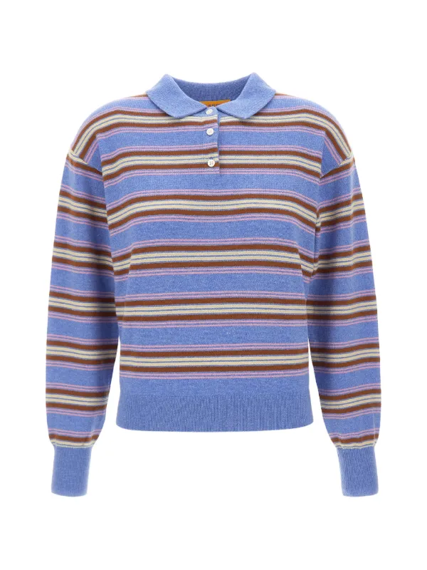 Guest In Residence Collegiate Striped Cashmere Sweater in Blue