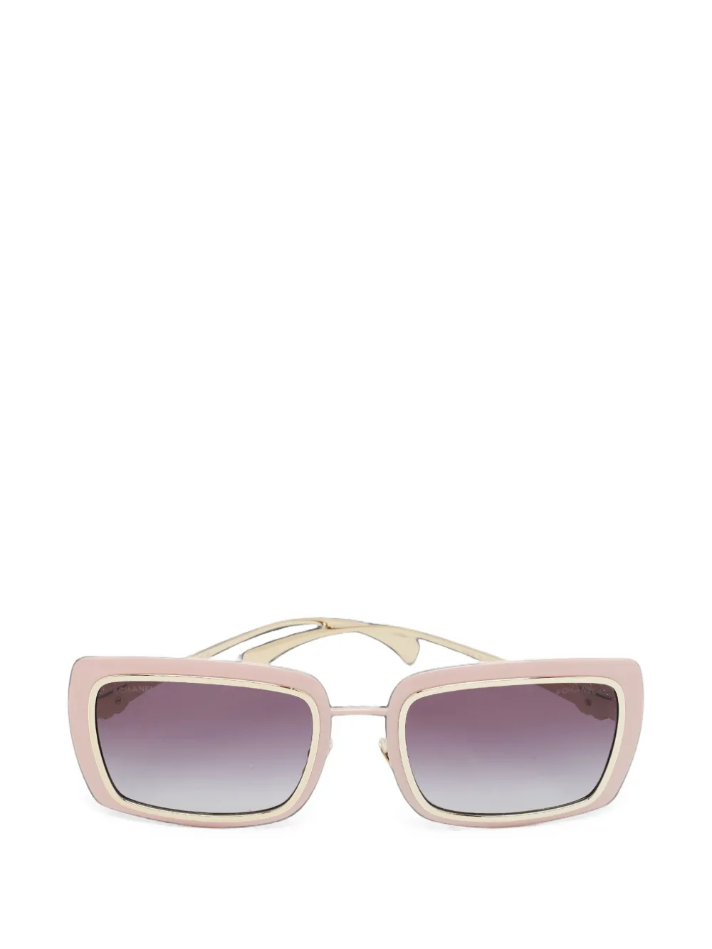 CHANEL Pre-Owned lunettes de soleil rectangulaires CC ornées de cristaux - Rose CHANEL Pre-Owned lunettes de soleil rectangulaires CC ornées de cristaux - Rose