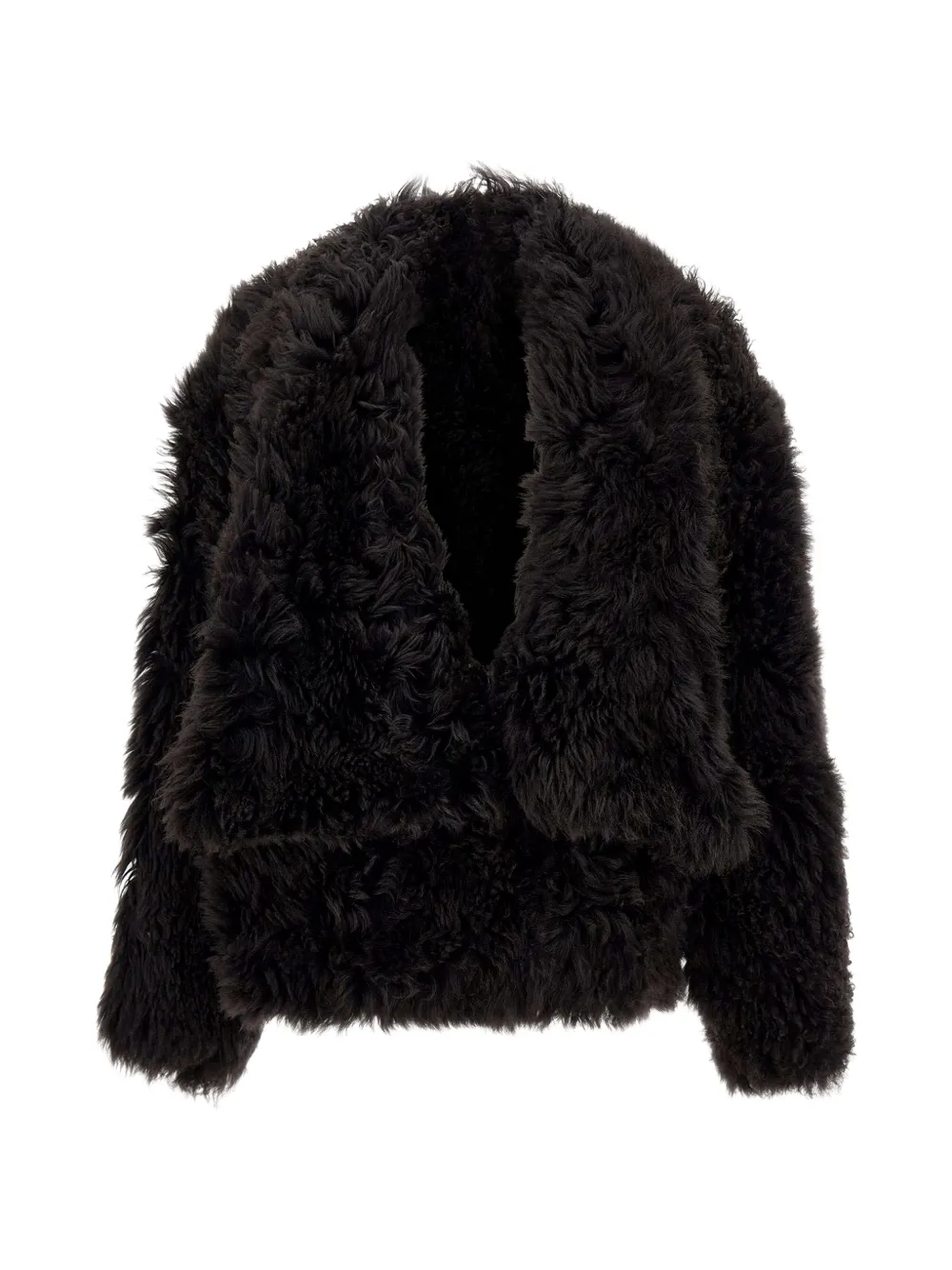 7 For All Mankind shearling lapel-collar jacket - Nero
