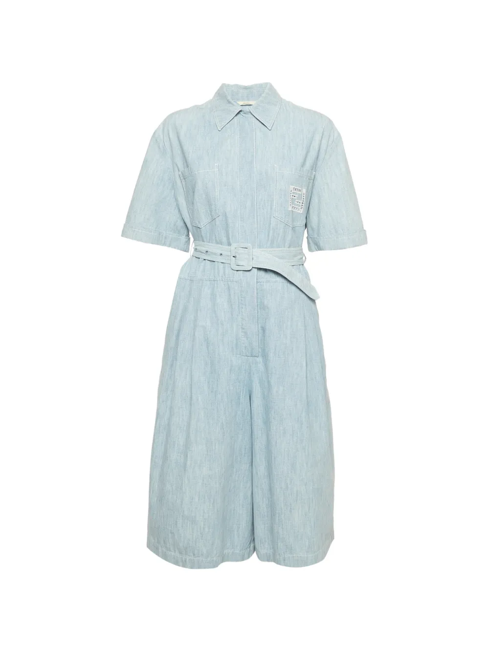 Fendi Pre-Owned Jumpsuit mit Gürtel und Logo-Stickerei - Blau