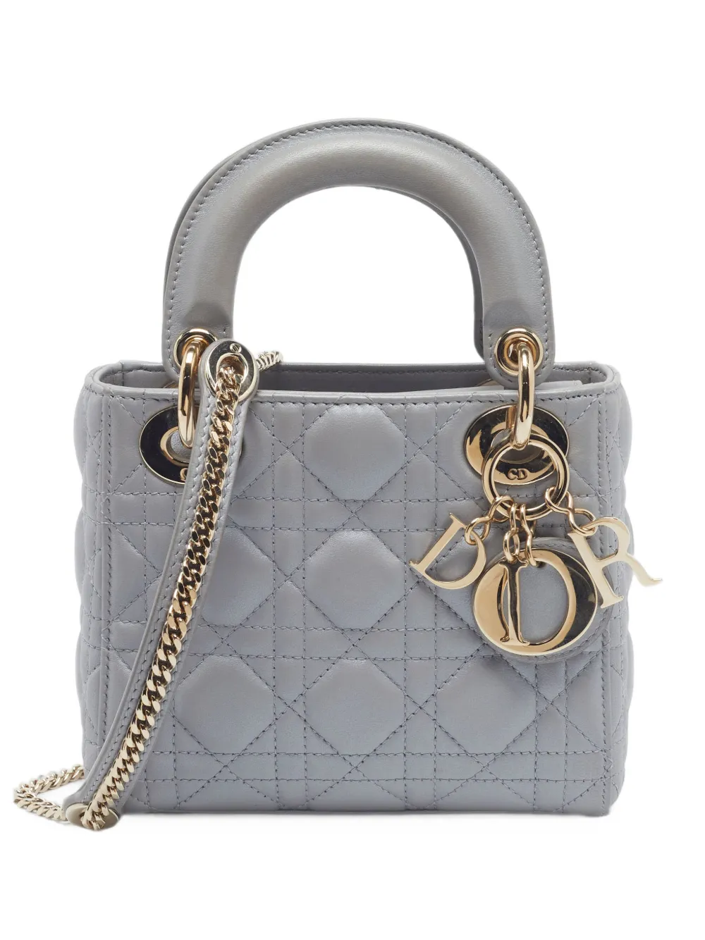 Christian Dior Pre-Owned mini sac cabas Lady Dior Cannage (2023) - Gris Christian Dior Pre-Owned mini sac cabas Lady Dior Cannage (2023) - Gris