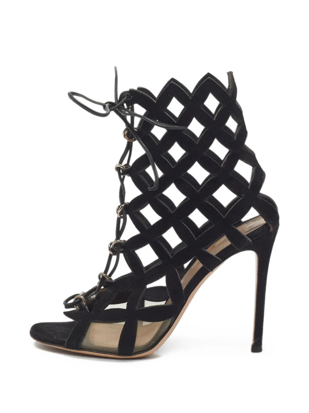 Gianvito Rossi lace-up caged heeled sandals - Black
