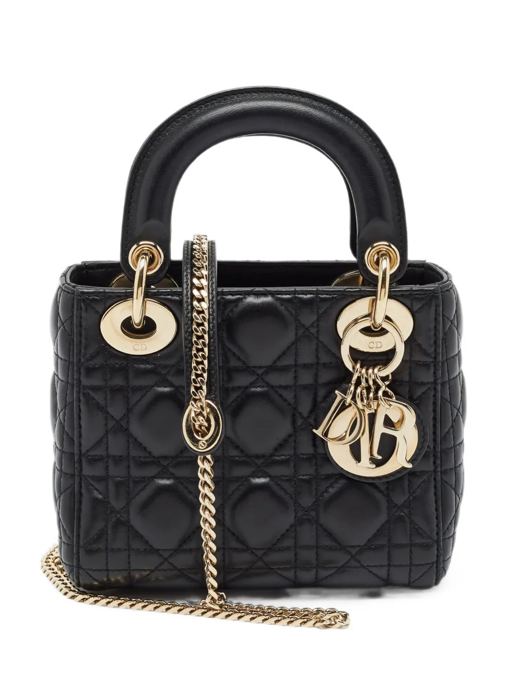 Christian Dior Pre-Owned mini Lady Dior Cannage tote bag - Noir Christian Dior Pre-Owned mini Lady Dior Cannage tote bag - Noir