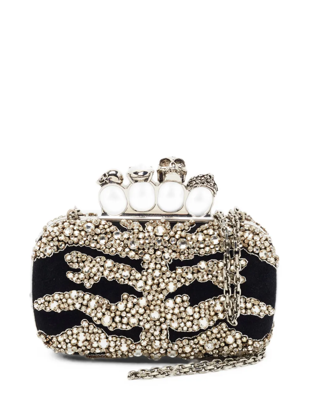 Alexander McQueen Pre-Owned pochette Knuckle Box ornée de cristaux - Noir